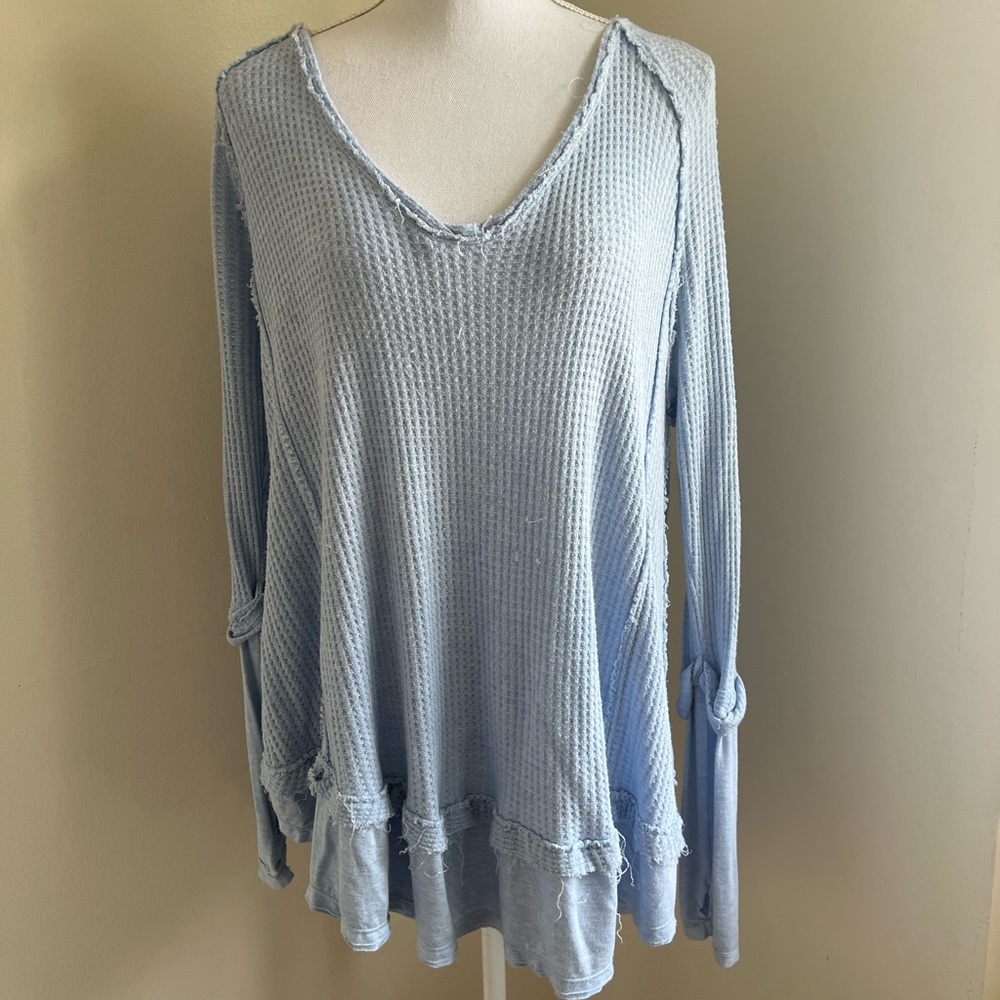 Free People We the Free Women’s V-Neck Long Sleeve Ribbed Thermal Shirt